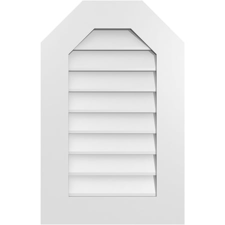 Ekena Millwork Octagonal Top Surface Mount PVC Gable Vent w/ 3-1/2"W x 1"P Standard Frame, 18"W x 28"H GVPOT18X2801SN